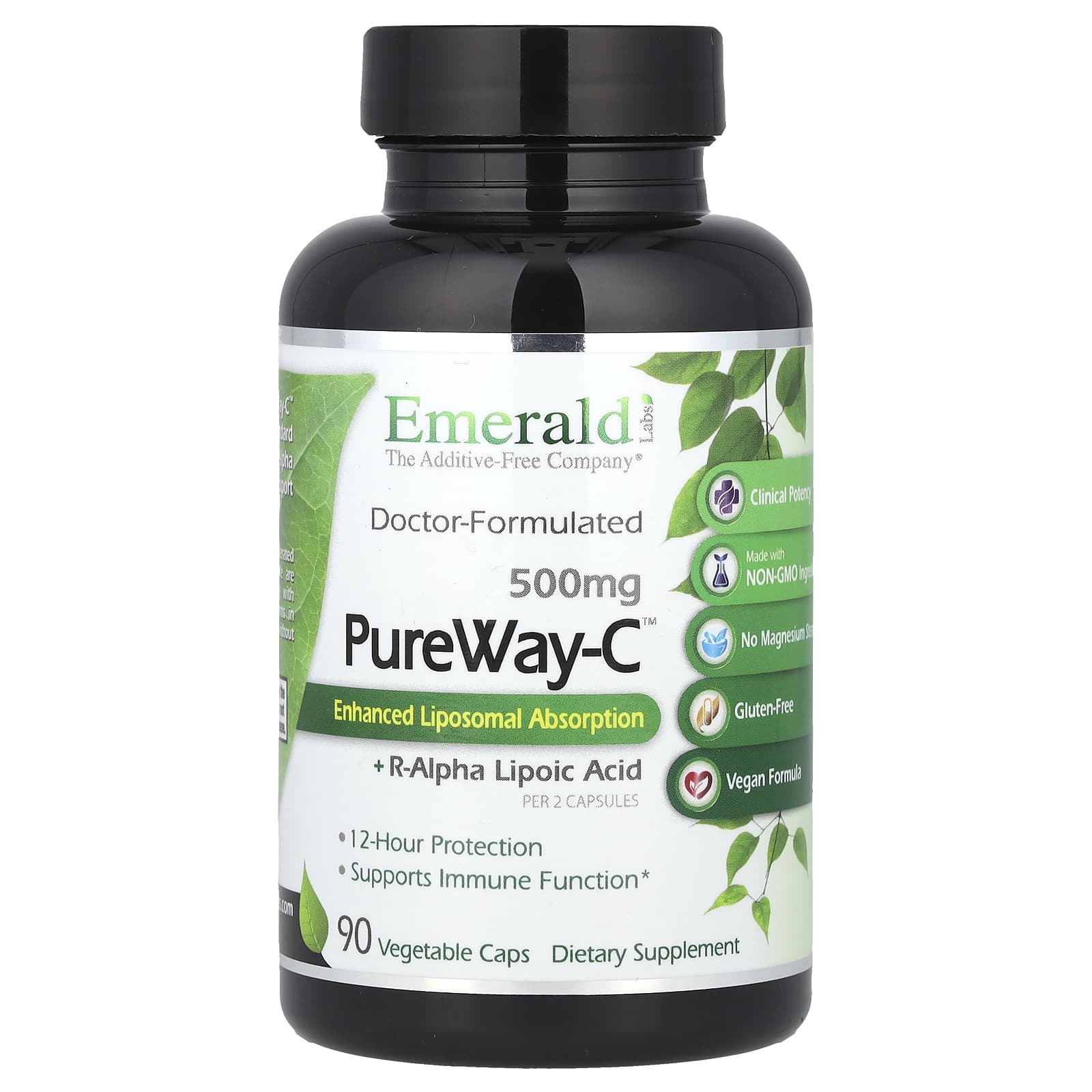 Emerald Laboratories, PureWay-C + R-альфа-липоевая кислота, 500 мг, 90 растительных капсул (250 мг на капсулу)